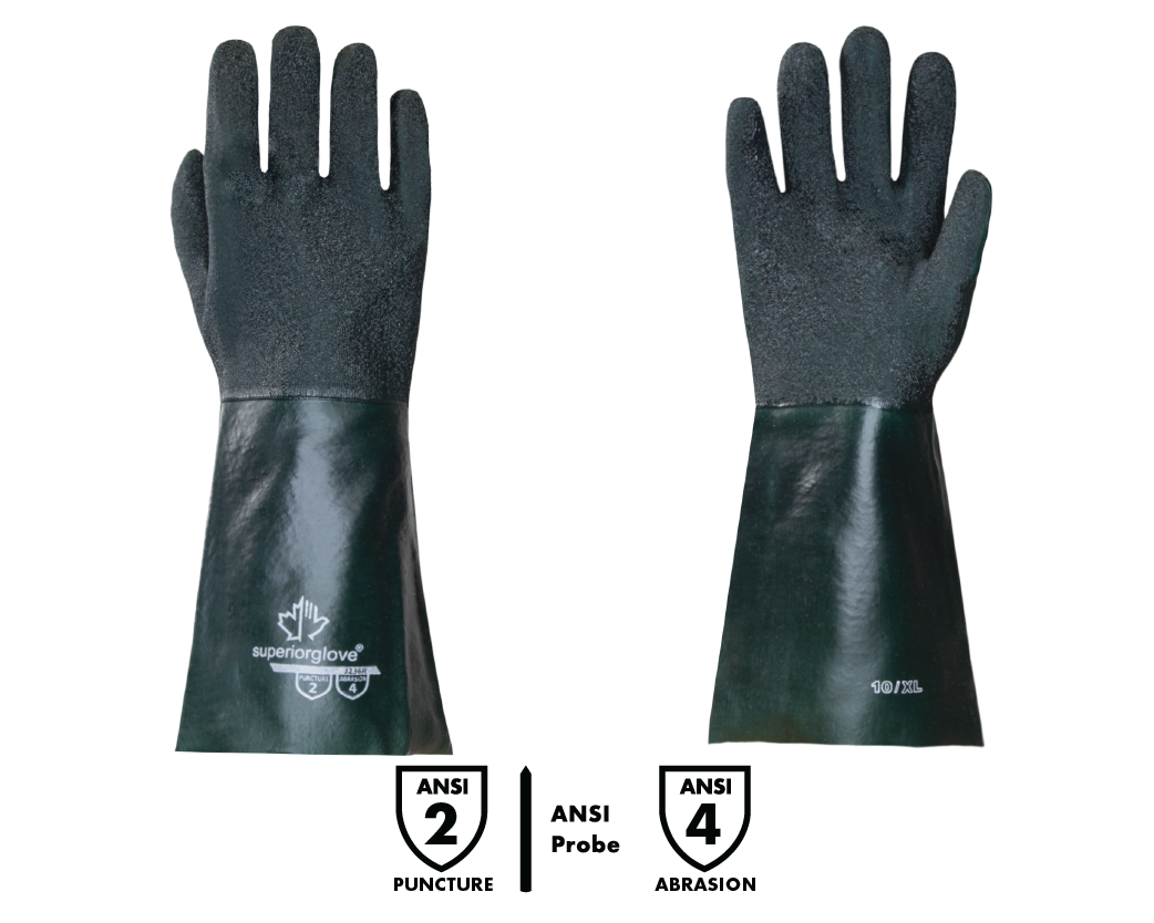 Superior Glove® Chemstop™ J236R Jersey Lined PVC Chemical Gloves, 14-in